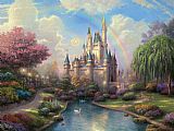 Thomas Kinkade - a new day at the Cinderella's castle painting